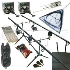 Full Carp fishing Set Up Complete With Rods Reels Alarms Net Bait Tackle