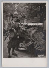 Hunter Hunting Deer Rifle Car Trophy 1952 - Vintage Photo 1950s