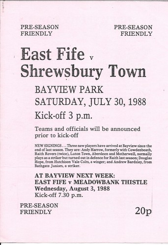 East fife shrewsbury - fife, july