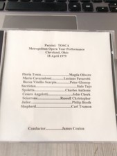 Live Opera Recording CD -1371 Tosca 1979 Olivero Pavarotti Glossop Tajo Cheek