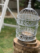35cm White Vintage Bird Cage For Decor With Opening Cage Door