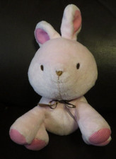 Carters Child of Mine Pink Bunny Rabbit 6" Brown Bow Ribbon Plush Lovey #81214