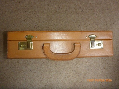 Vintage tan leather attache - leather,