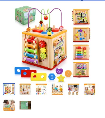 Wooden activity cube - activity,