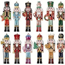 12Pcs Nutcracker Soldiers Wooden Christmas Tree Decorations Xmas Hanging DecorUK