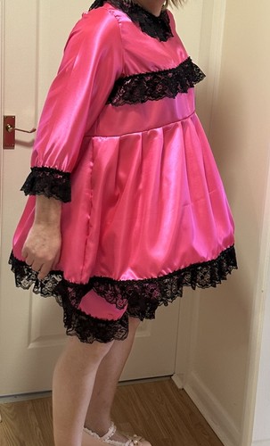 Pink smock satin sissy maids - smock,