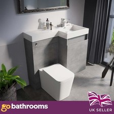 Toilet and Sink Vanity Unit 900mm Concrete Grey Right Hand Bathroom Sink Unit