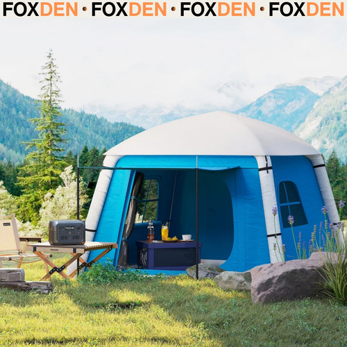 Man inflatable tent camping - man,