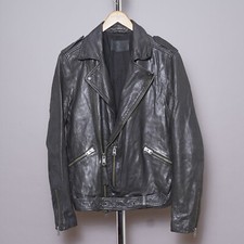 ALL SAINTS Leather Jacket MEDIUM Mens M Biker Bomber Punk Rock Moto Grail KAHAWA