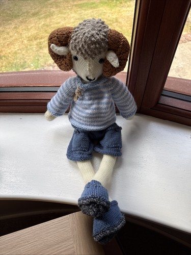 Hand knitted ram sheep - hand,