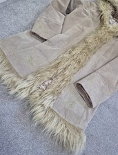 Vintage 90's New Look Real Suede Faux Fur Afgan Style Peeny Lane Jacket Size 12