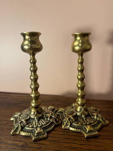 Pair victorian brass - pair,
