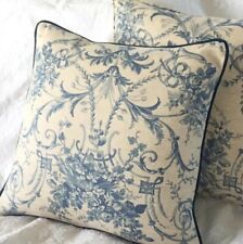 Laura Ashley Tuileries Delphinium  Blue fabric Cushion Cover ( Piped) 16" Piped