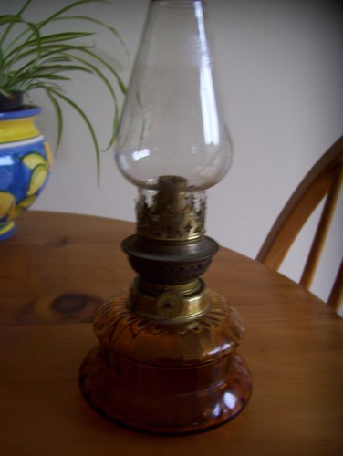 Small french amber glass oil - small,
