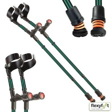 Flexyfoot Closed Cuff Crutches - Comfort Grip/Double Adjust - Racing Green