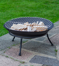 Cast Iron Fire Pit Garden BBQ Grill Wood Log Coal Outdoor Heating Cooking Bowl