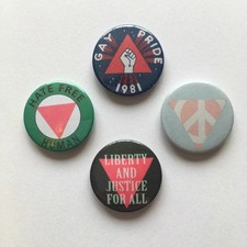 4 LGBTQ Badges, 80s Style Gay