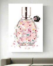 Pretty Pink Perfume Bottle Flower Bomb Wrapped Printed Canvas Wall Art Print
