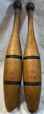 Nice Pair of Antique Wooden Exercise, Juggling, Swinging, Indian Clubs Wood 1lb