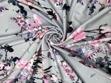 Grey Floral Pink Watercolor