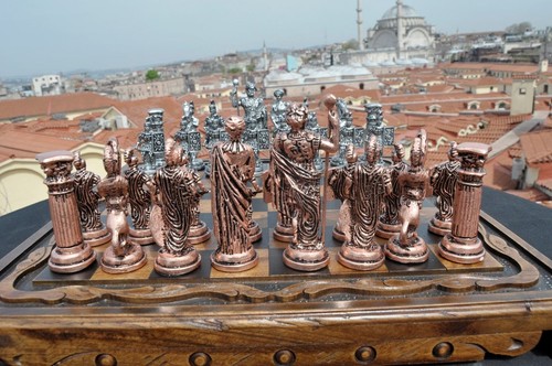 Antique chess set handcrafted - chess,