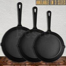 Frying Pan Pre-Seasoned Safe Cast Iron Skillet Griddle BBQ Cookware 16/20/25cm