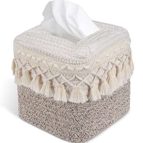 Tassel boho tissue box cover - boho,