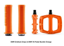 DMR V6 Pedals & DMR Gridlock Grip MTB BMX DH Custom Bundle- Orange