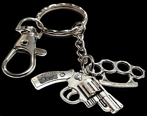 Gun knuckleduster keychain - &,