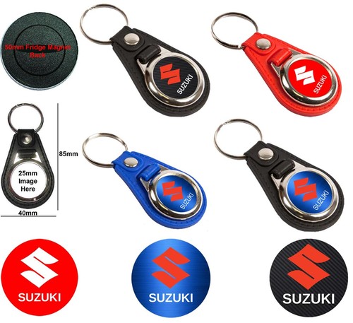Suzuki leather look key ring - leather,