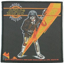 AC/DC High Voltage Sew-On Cloth Patch 10cm x 10cm Angus OFFICIAL LICENSED NEW