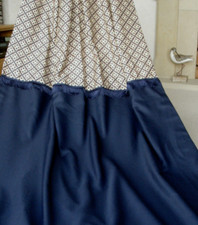 Vintage Door Curtain Laura Ashley  Mr Jones / Plain Fabric Thermal Lined 90" NEW