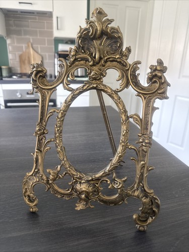 Antique ornate brass picture - antique,