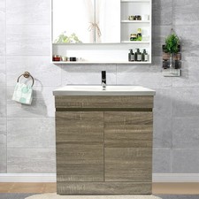 Bathroom Vanity Unit Cloakroom Basin Sink Mirror Cabniet Tall Furniture Storage