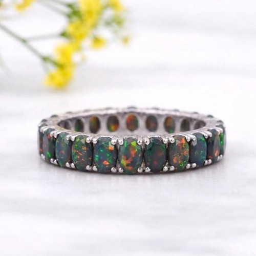 Black opal eternity band - opal,