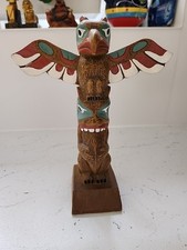 Canadian Eagle Totem Pole, Wings Spread on top.Vintage Resin