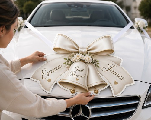 Personalised wedding car bow - personalised,