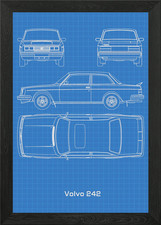 Volvo 242 Blueprint Framed