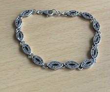 Vintage 925 Silver Marcasite Bracelet / 20cm / Hallmarked