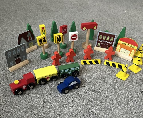 Wooden train set with - train,