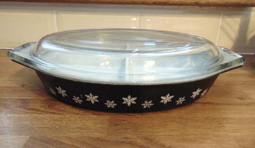 Vintage pyrex black snowflake - pyrex,