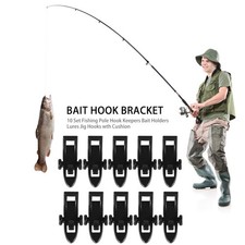 10 Sets Fishing Hook Holders Plastic Keepers with Cushion for Fishing Rods