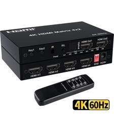 HDMI 2.0 Matrix 4X2 with Audio 4K 60Hz HDR Switch Splitter for XBox PS5 Laptop 