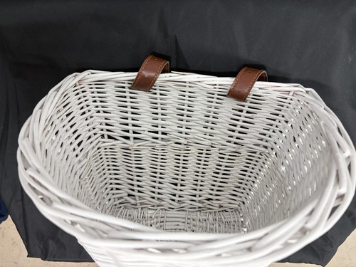 White bike basket wicker - white, basket,
