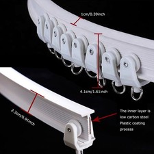 5m Ceiling Curved Curtain Track Rail w/ Hooks for Bay Windows Bendable Flexible