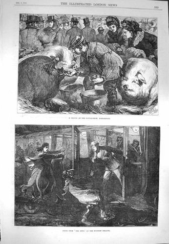 Original old antique print - old,