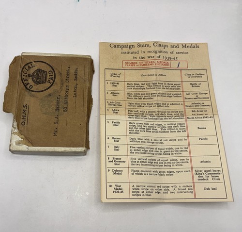 Ww2 british medal - mailing, box