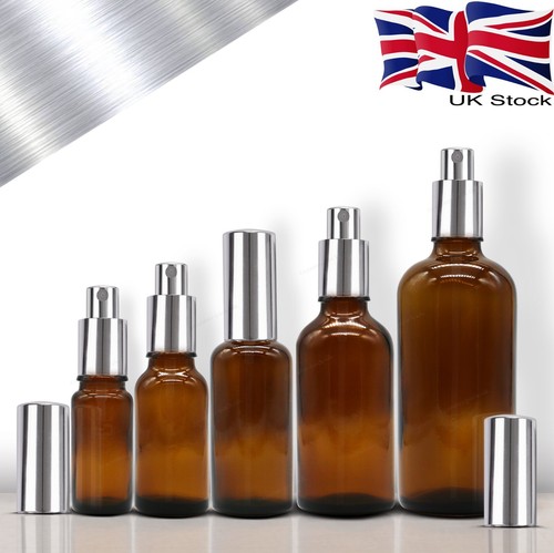 Amber glass bottle with silver - bottle,