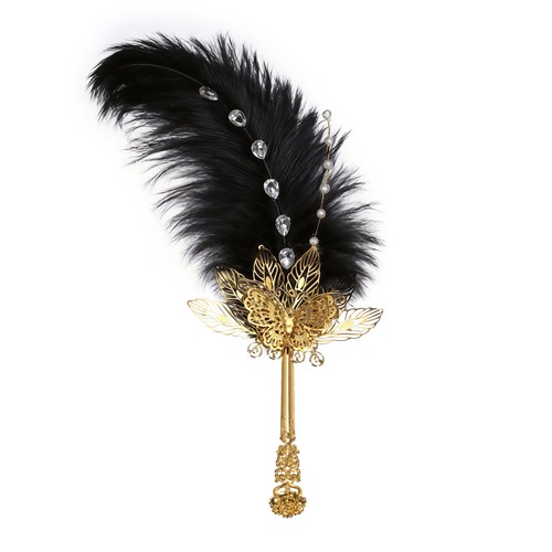 Ostrich feather fan - ostrich, fan,
