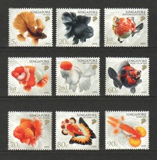 SINGAPORE 2019 GOLDFISH COMP. SET OF 9 STAMPS IN MINT MNH UNUSED CONDITION